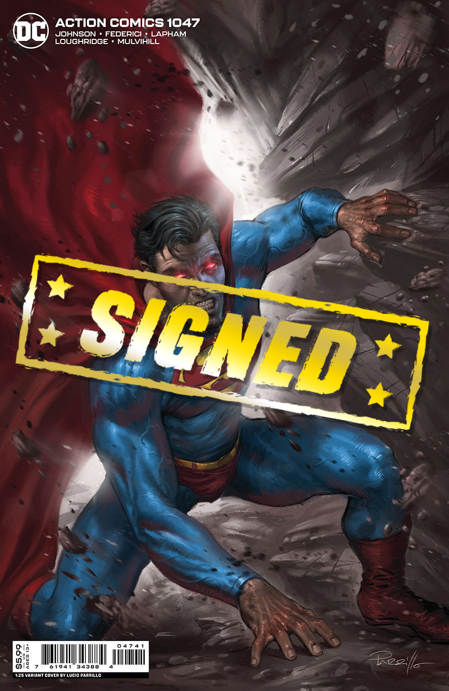 Action Comics Vol 2 #1047 Cover H Incentive Lucio Parrillo Card Stock Variant Cover (Kal-El Returns Part 1) Signed By Phillip Kennedy Johnson