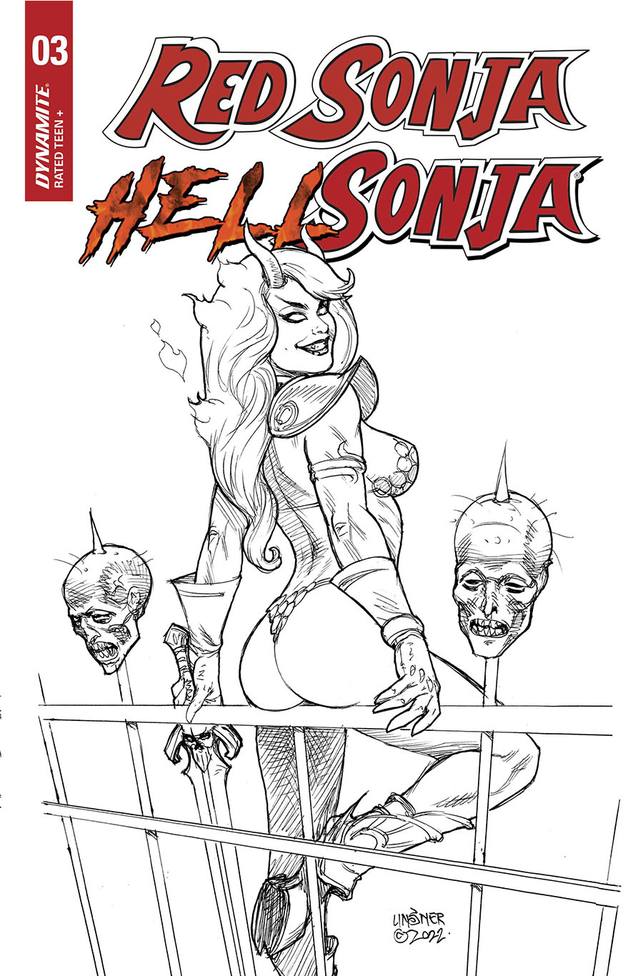 Red Sonja Hell Sonja #3 Cover M Incentive Joseph Michael Linsner Line Art Cover