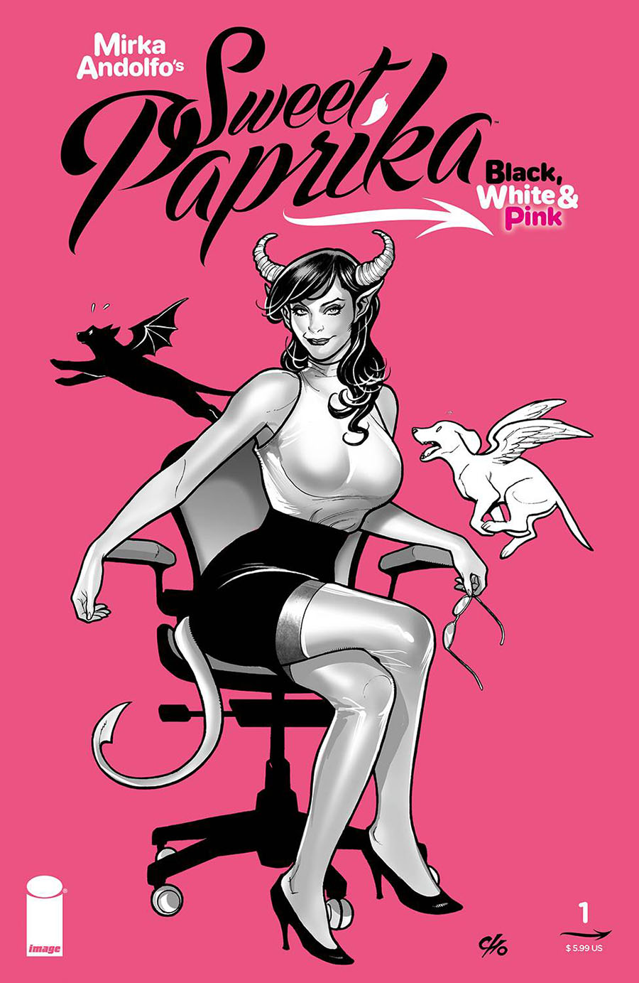 Mirka Andolfos Sweet Paprika Black White & Pink #1 Cover B Variant Frank Cho Cover