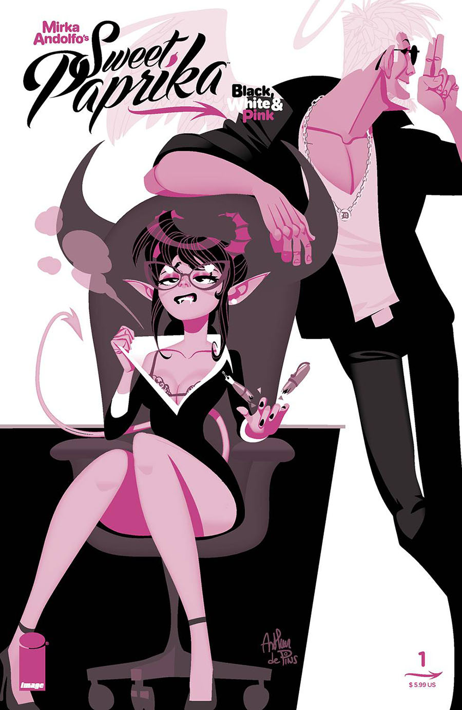 Mirka Andolfos Sweet Paprika Black White & Pink #1 Cover D Variant Arthur De Pins Cover