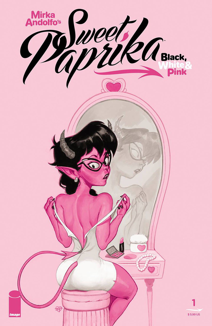 Mirka Andolfos Sweet Paprika Black White & Pink #1 (One Shot) Cover E Variant David Talaski Cover