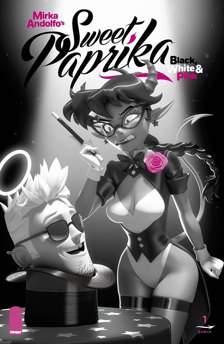 Mirka Andolfos Sweet Paprika Black White & Pink #1 (One Shot) Cover F Variant Andrew Hickinbottom Cover