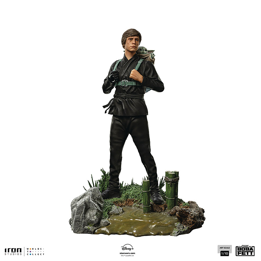 Star Wars Book Of Boba Fett Luke Skywalker And Grogu Training Art Scale 1/10 Scale Statue