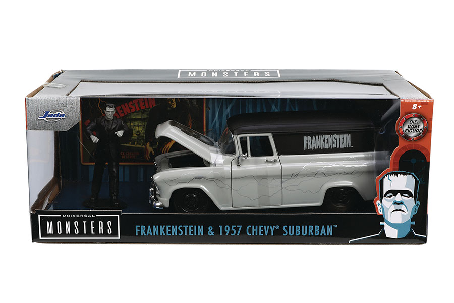 Hollywood Rides 1957 Chevy Suburban With Frankenstein Figure 1/24 Scale Die-Cast Vehicle