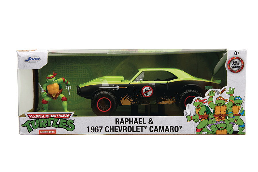Hollywood Rides Teenage Mutant Ninja Turtles 1967 Chevy Camaro With Raphael Figure 1/24 Scale Die-Cast Vehicle
