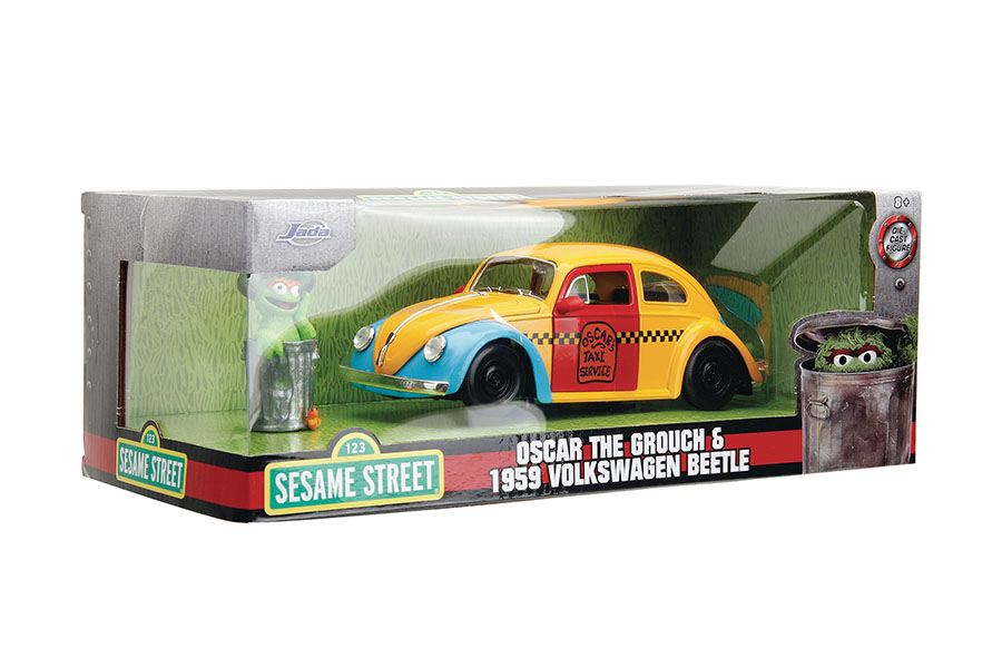 Hollywood Rides Sesame Street 59 VW Beetle With Oscar The Grouch 1/24 Scale Die-Cast Vehicle