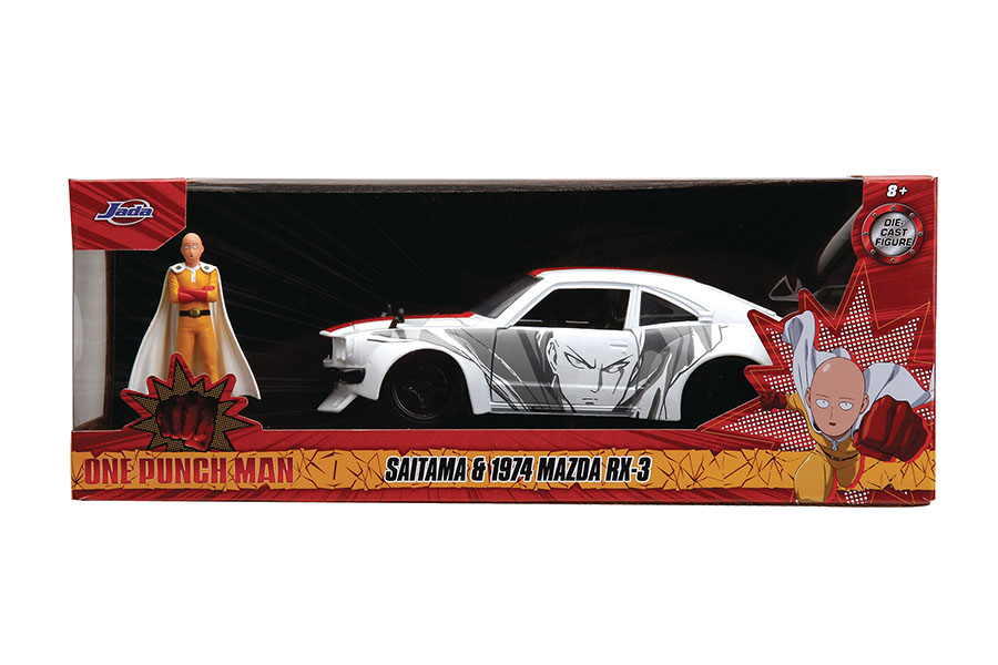 Hollywood Rides One-Punch Man 74 Mazda RX3 With Saitama 1/24 Scale Die-Cast Vehicle