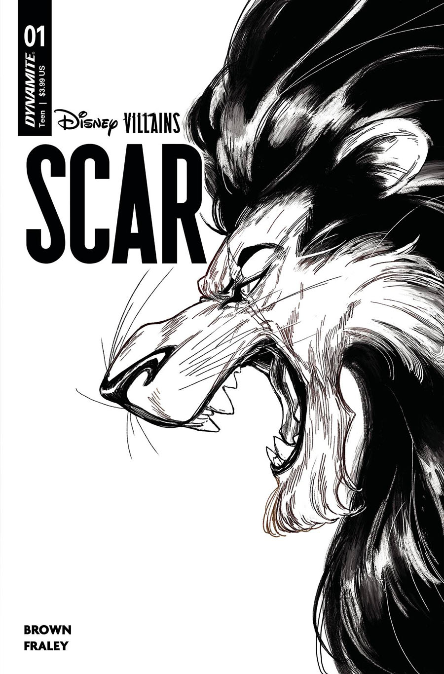 Disney Villains Scar #1 Cover I Incentive Jahnoy Lindsay Black & White Cover