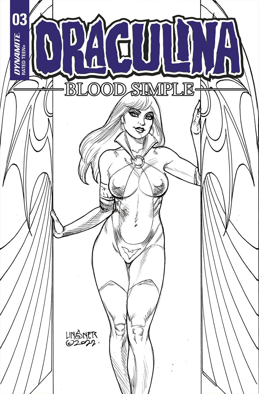 Draculina Blood Simple #3 Cover F Incentive Joseph Michael Linsner Line Art Cover