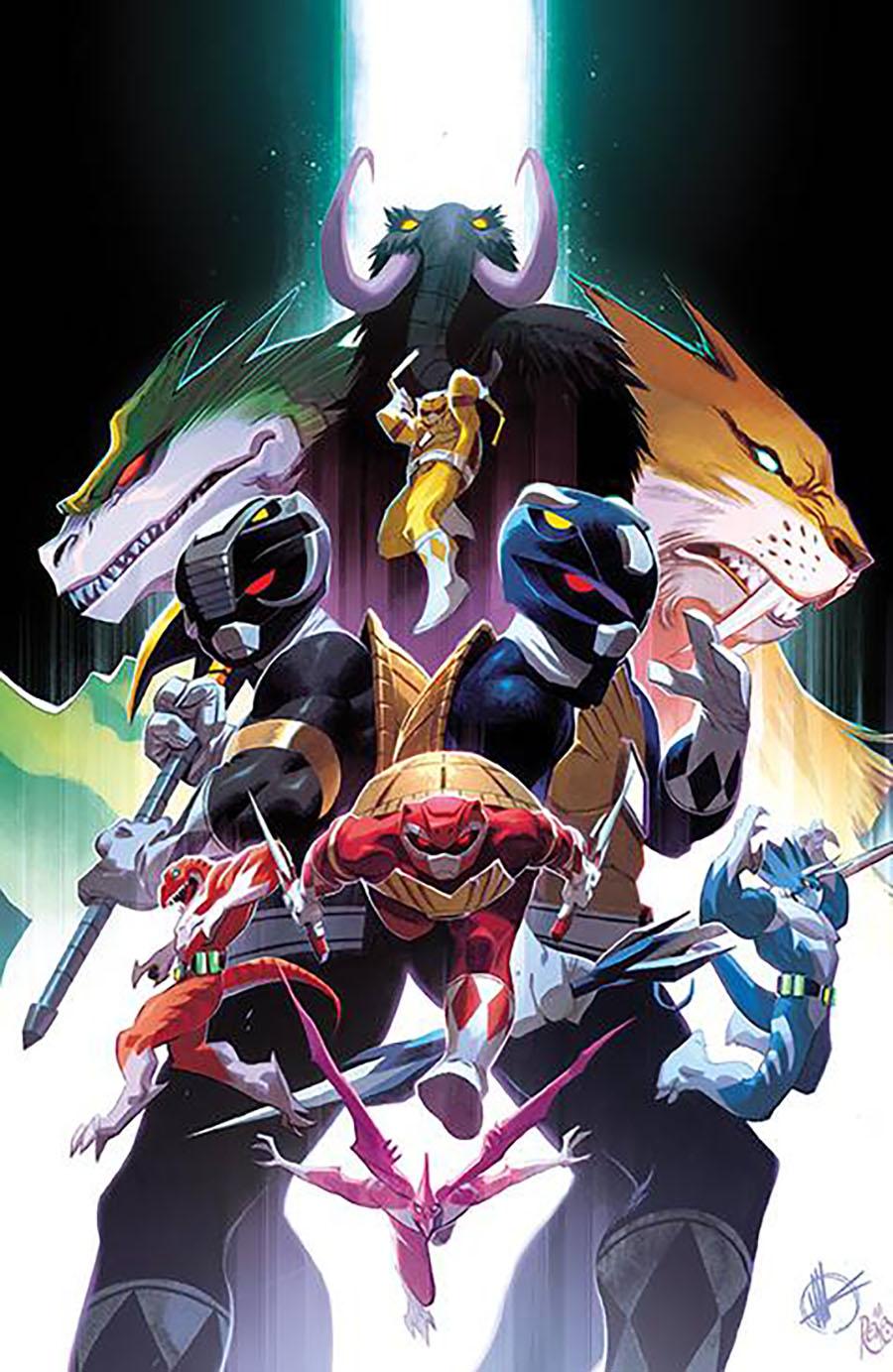 Mighty Morphin Power Rangers Teenage Mutant Ninja Turtles II #5 Cover J Incentive Matteo Scalera Card Stock Virgin Variant Cover