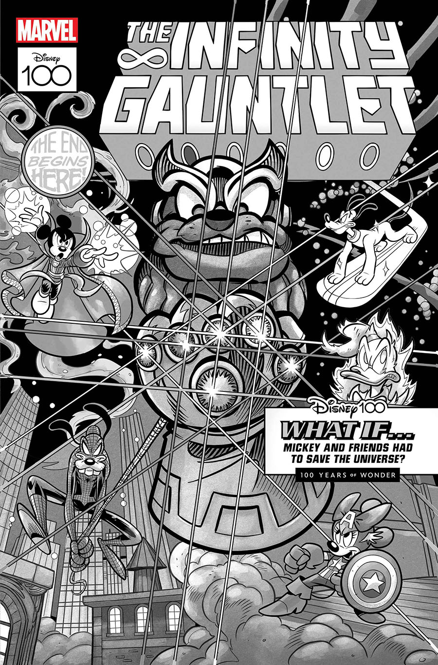 Amazing Spider-Man Vol 6 #23 Cover F Incentive Lorenzo Pastrovicchio Disney100 Infinity Gauntlet Black & White Cover