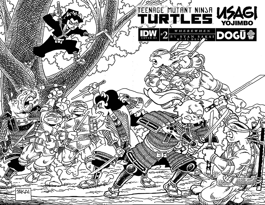 Teenage Mutant Ninja Turtles Usagi Yojimbo WhereWhen #2 Cover D Incentive Stan Sakai Black & White Cover