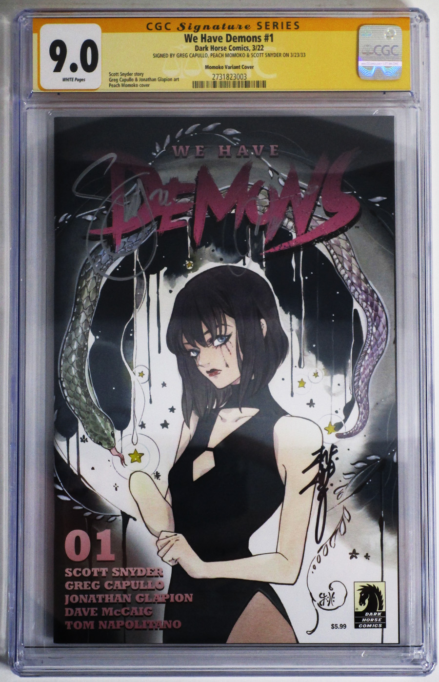 We Have Demons #1 Cover M CGC Signed By Scott Snyder Greg Capullo Peach Momoko 9.0