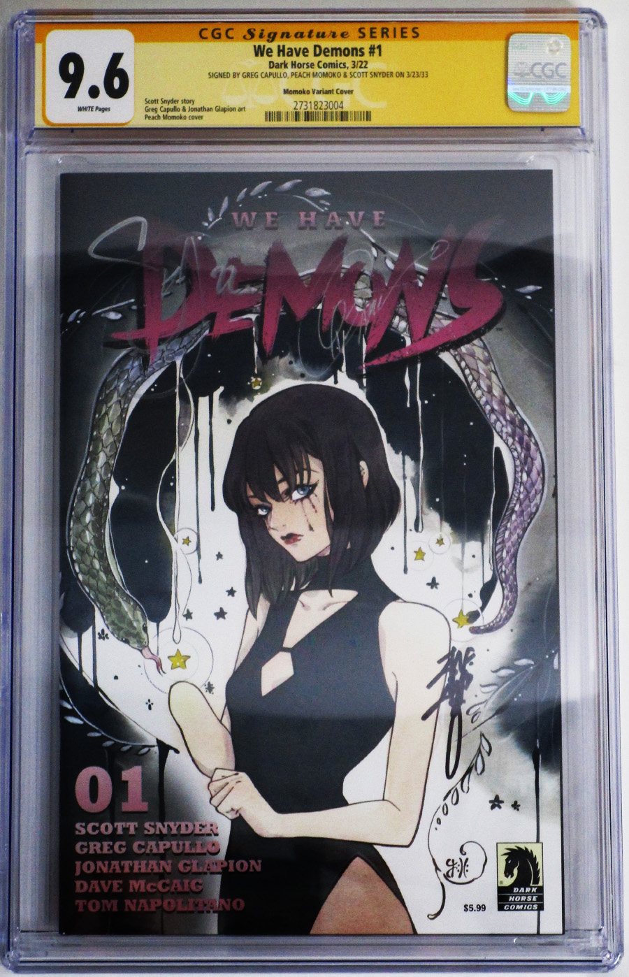 We Have Demons #1 Cover N CGC Signed By Scott Snyder Greg Capullo Peach Momoko 9.6