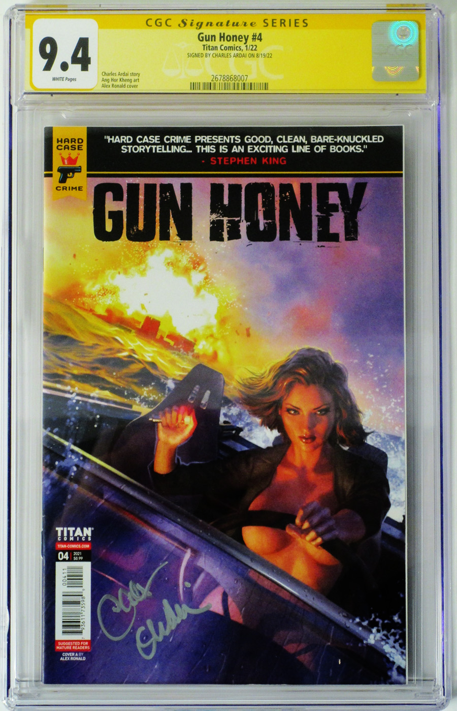 Hard Case Crime Gun Honey #4 Cover G Regular Alex Ronald Cover Signed by Charles Ardai CGC Graded 9.4