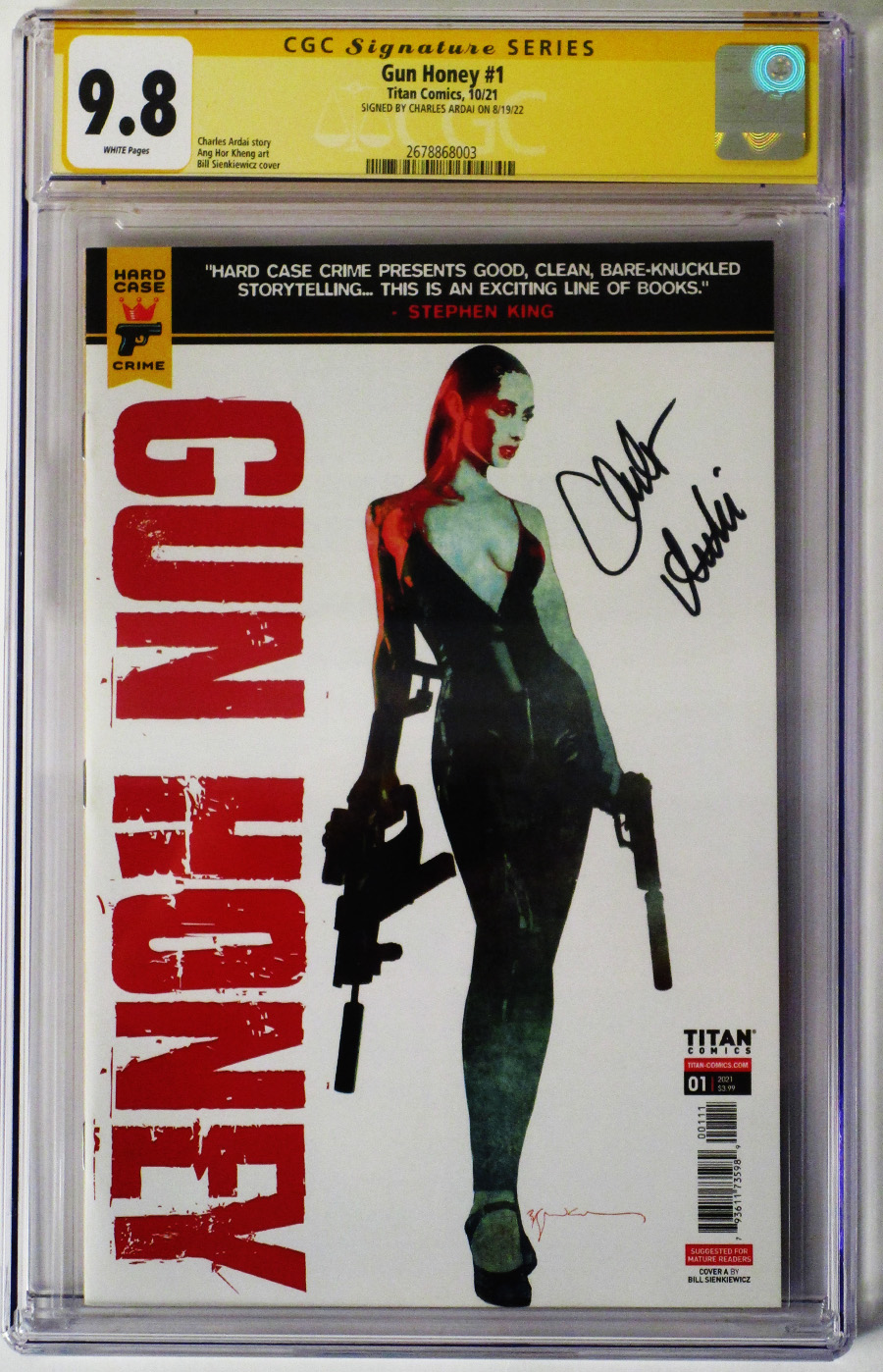 Hard Case Crime Gun Honey #1 Cover L Regular Bill Siekiewicz Cover Signed by Charles Ardai CGC Graded 9.8