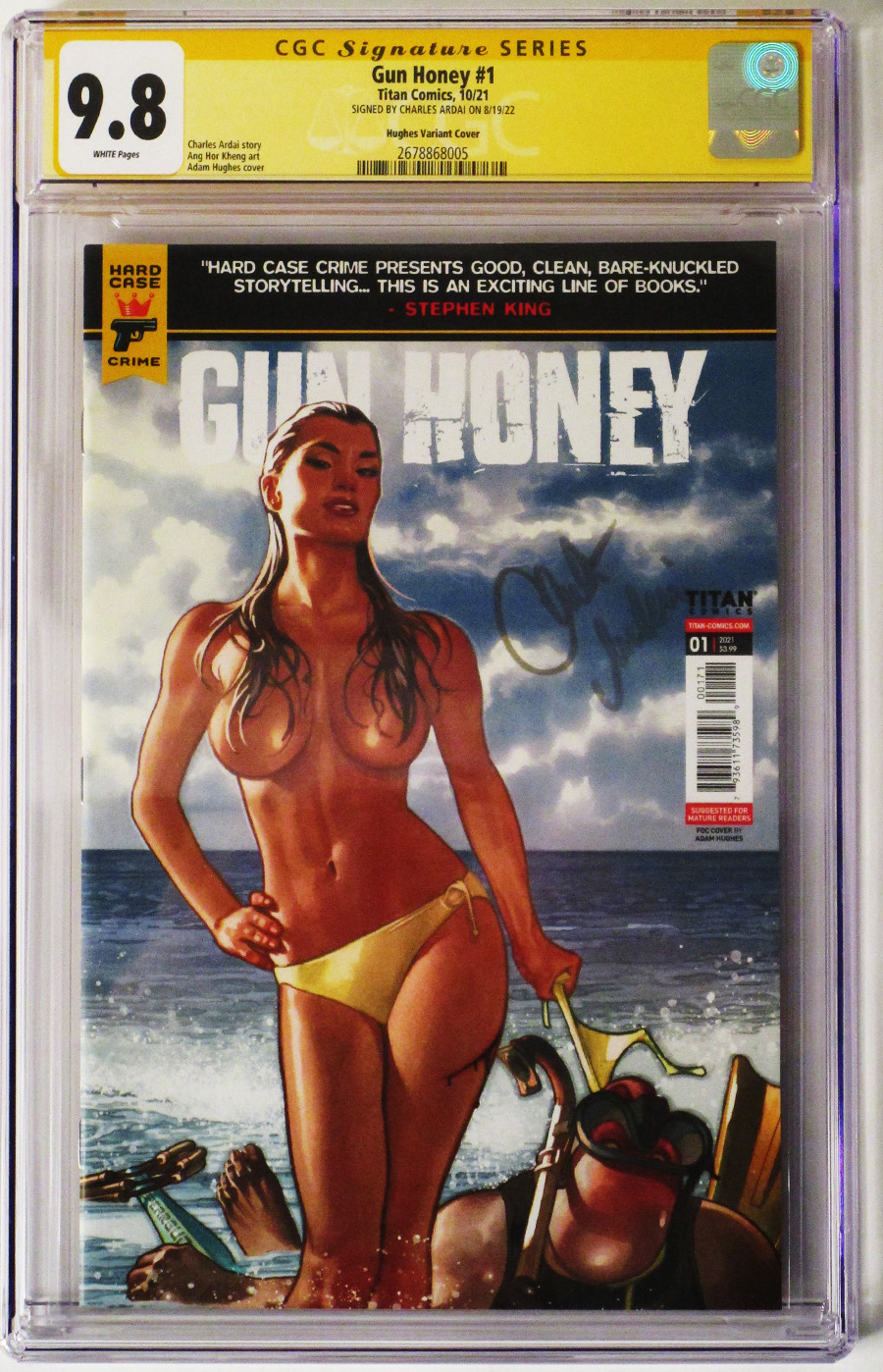 Hard Case Crime Gun Honey #1 Cover N Variant Adam Hughes Cover Signed by Charles Ardai CGC Graded 9.8