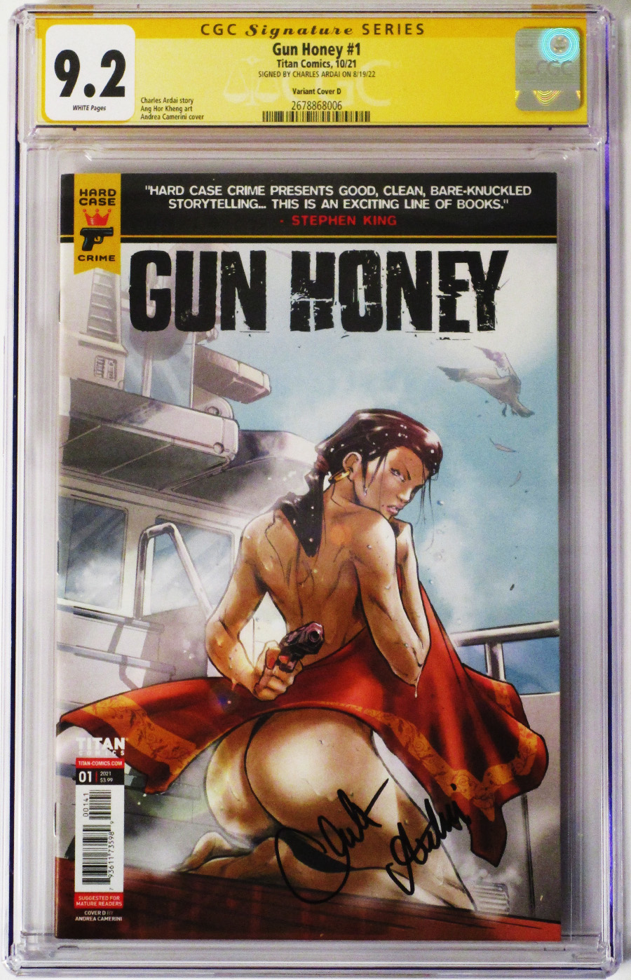 Hard Case Crime Gun Honey #1 Cover O Variant Andrea Camerini Cover Signed by Charles Ardai CGC Graded 9.2