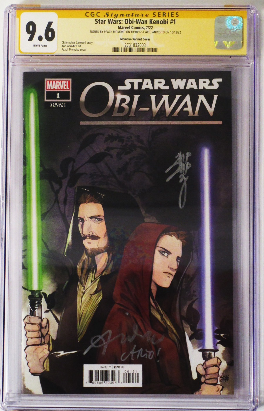 Star Wars Obi-Wan #1 Cover F Variant Peach Momoko Cover Signed by Ario Anindito and Peach Momoko CGC Graded 9.6