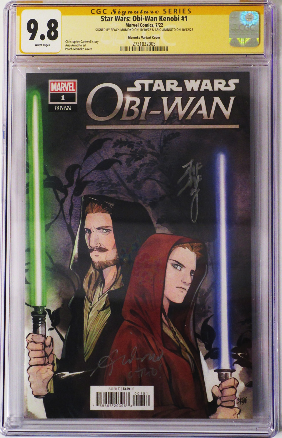 Star Wars Obi-Wan #1 Cover G Variant Peach Momoko Cover Signed by Ario Anindito and Peach Momoko CGC Graded 9.8