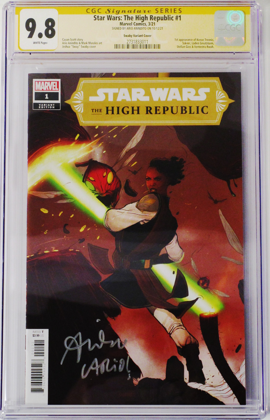 Star Wars The High Republic #1 Cover M Incentive Sway Variant Cover Signed by Ario Anindito CGC Graded 9.8