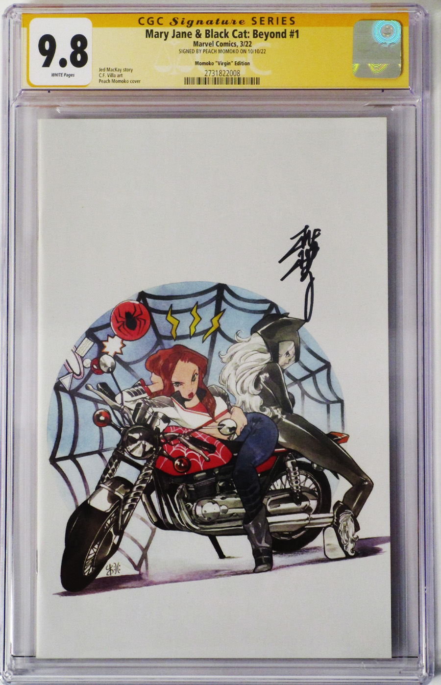 Mary Jane & Black Cat Beyond #1 (One Shot) Cover L Incentive Peach Momoko Virgin Cover Signed by Peach Momoko CGC Graded 9.8