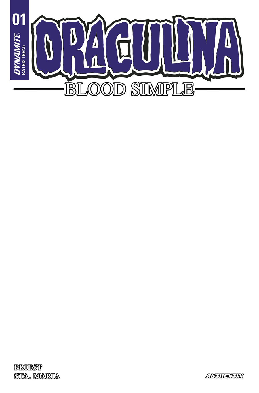 Draculina Blood Simple #1 Cover V Variant White Blank Authentix Cover