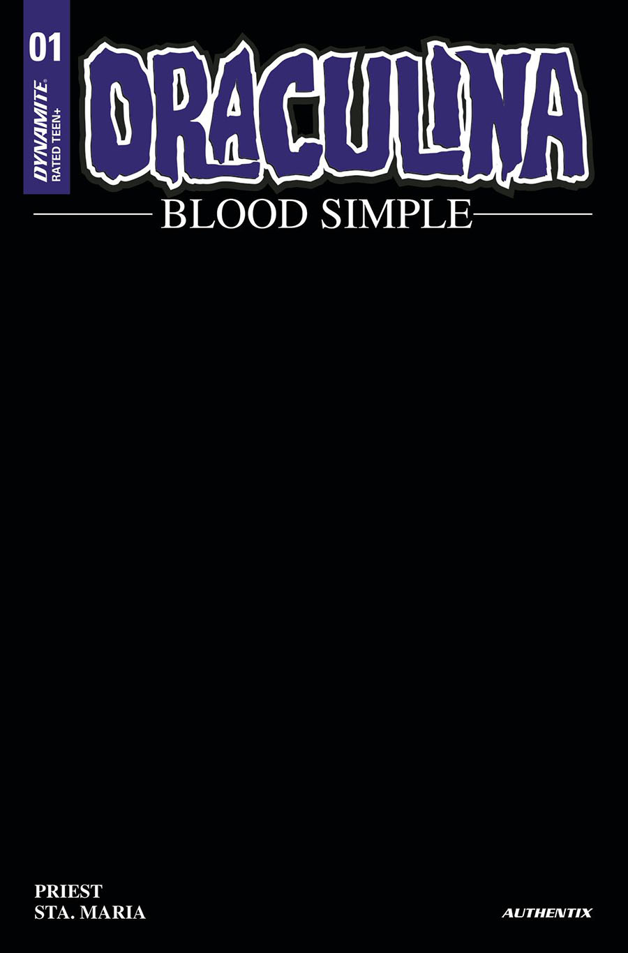 Draculina Blood Simple #1 Cover W Variant Black Blank Authentix Cover