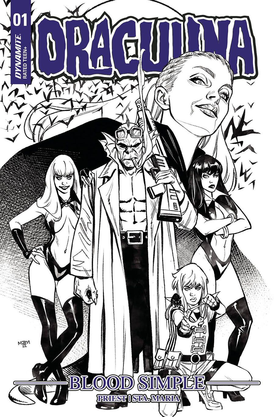 Draculina Blood Simple #1 Cover X Incentive Michael Santamaria Black & White Cover