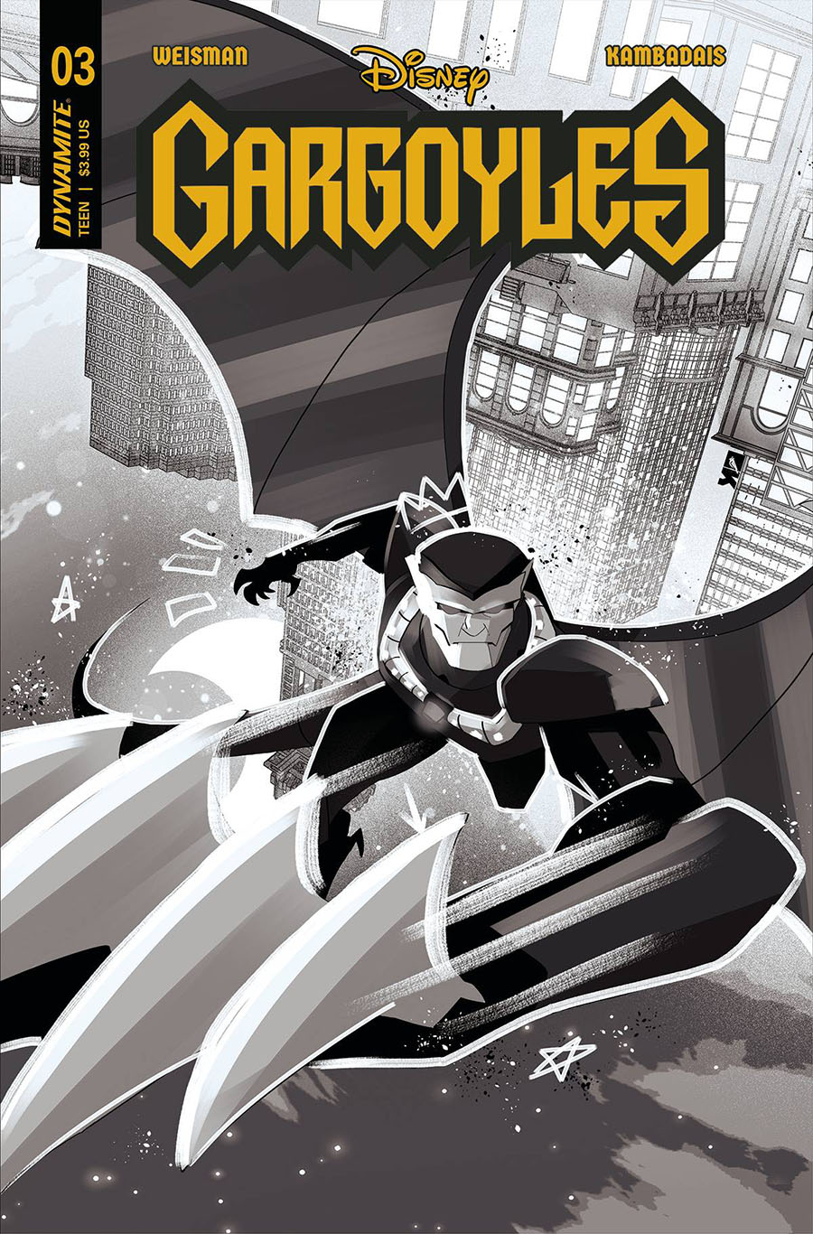 Gargoyles Vol 3 #3 Cover Z-A Incentive George Kambadais Black & White Cover