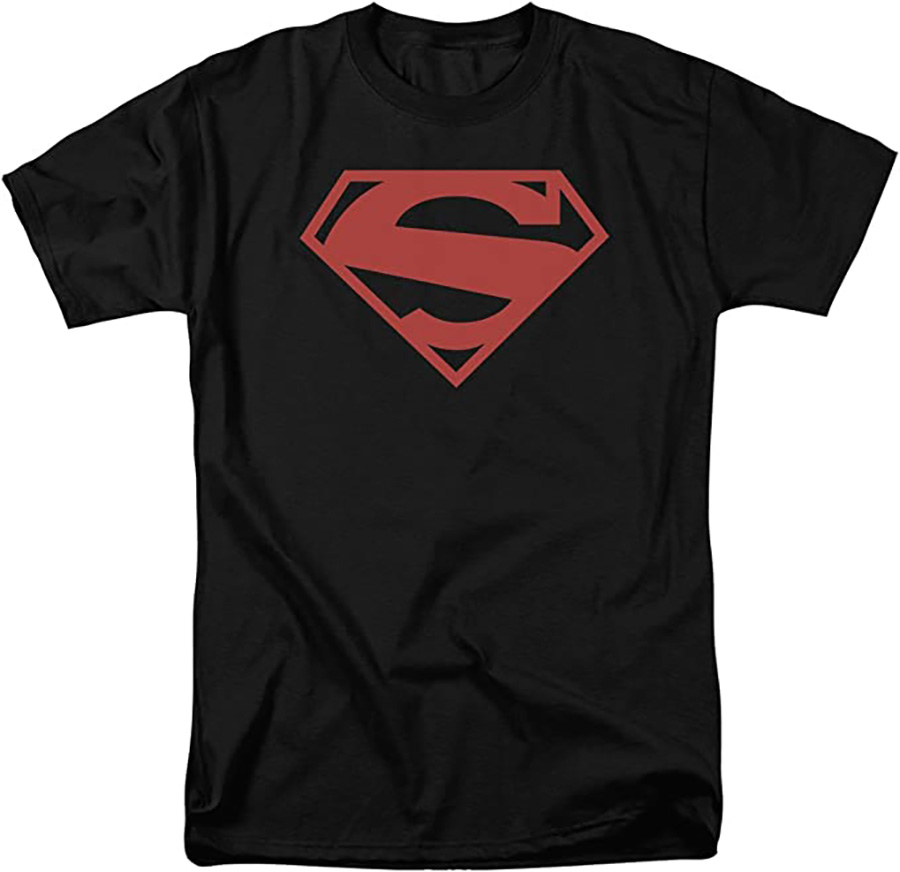 Superman New 52 Logo Black Youth T-Shirt Large