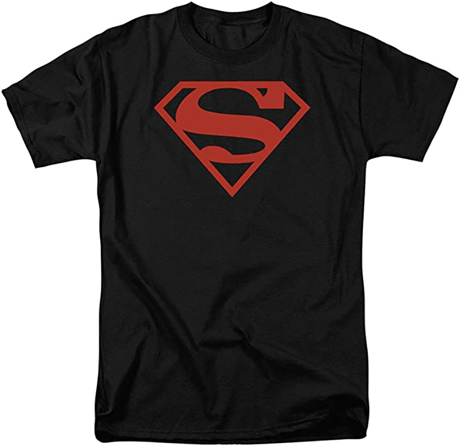 Superboy Logo Black Mens T-Shirt Large