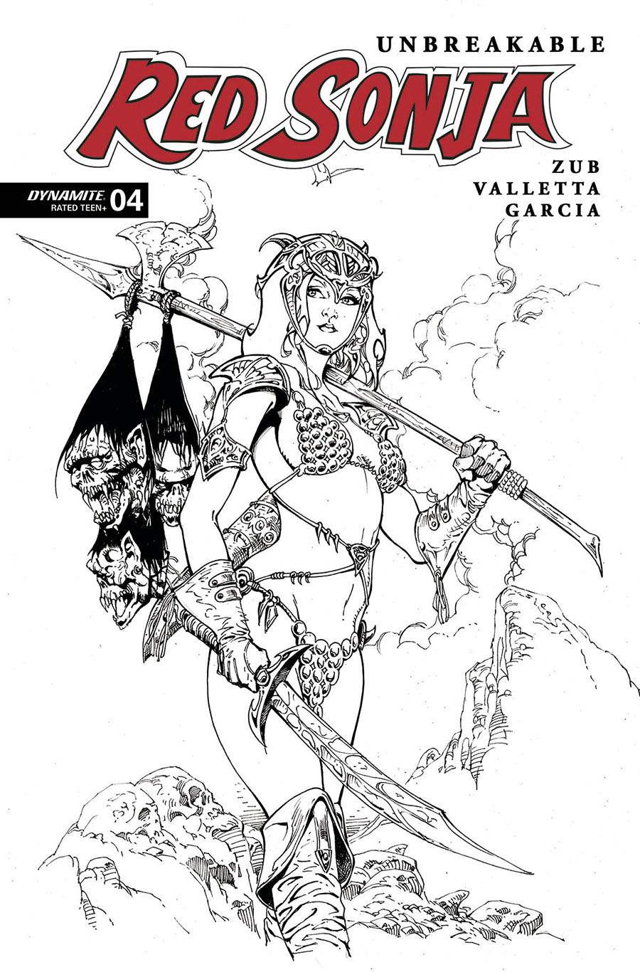 Unbreakable Red Sonja #4 Cover P Incentive Roberto Castro Black & White Cover