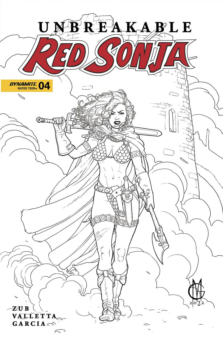 Unbreakable Red Sonja #4 Cover R Incentive Giuseppe Matteoni Black & White Cover