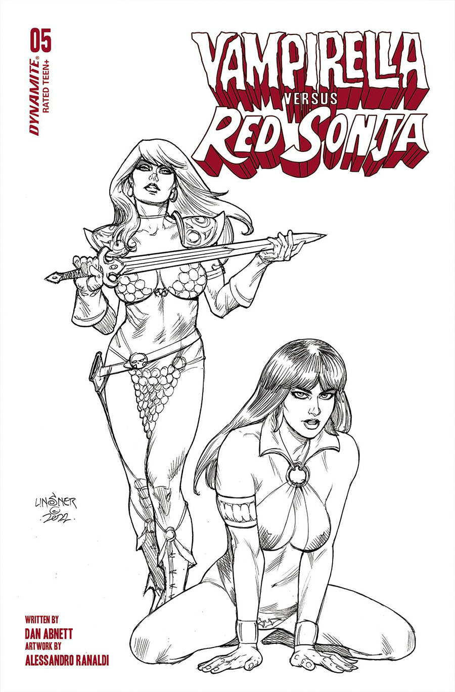 Vampirella vs Red Sonja #5 Cover P Incentive Joseph Michael Linsner Line Art Cover