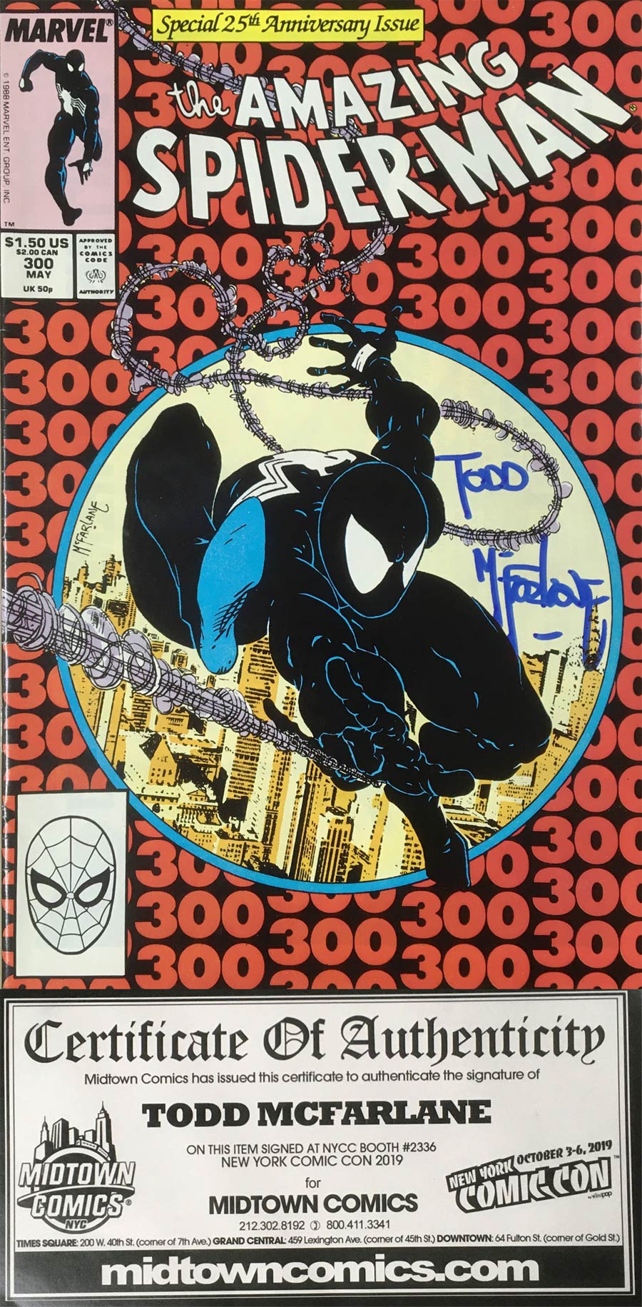 Amazing Spider-Man #300 Cover E 1st Ptg Signed by Todd McFarlane