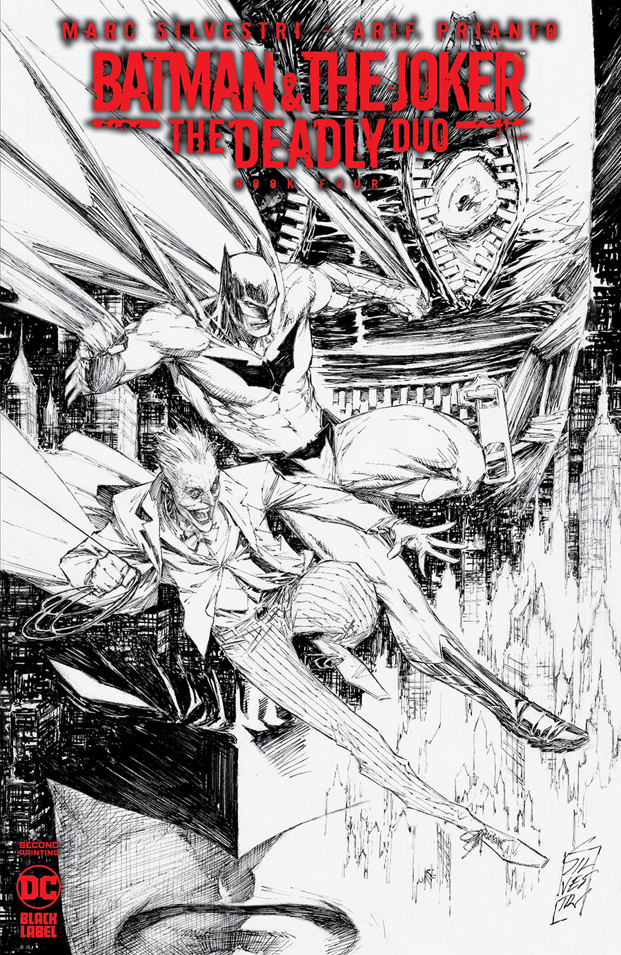 Batman & The Joker The Deadly Duo #4 Cover G 2nd Ptg Marc Silvestri Black & White Variant Cover