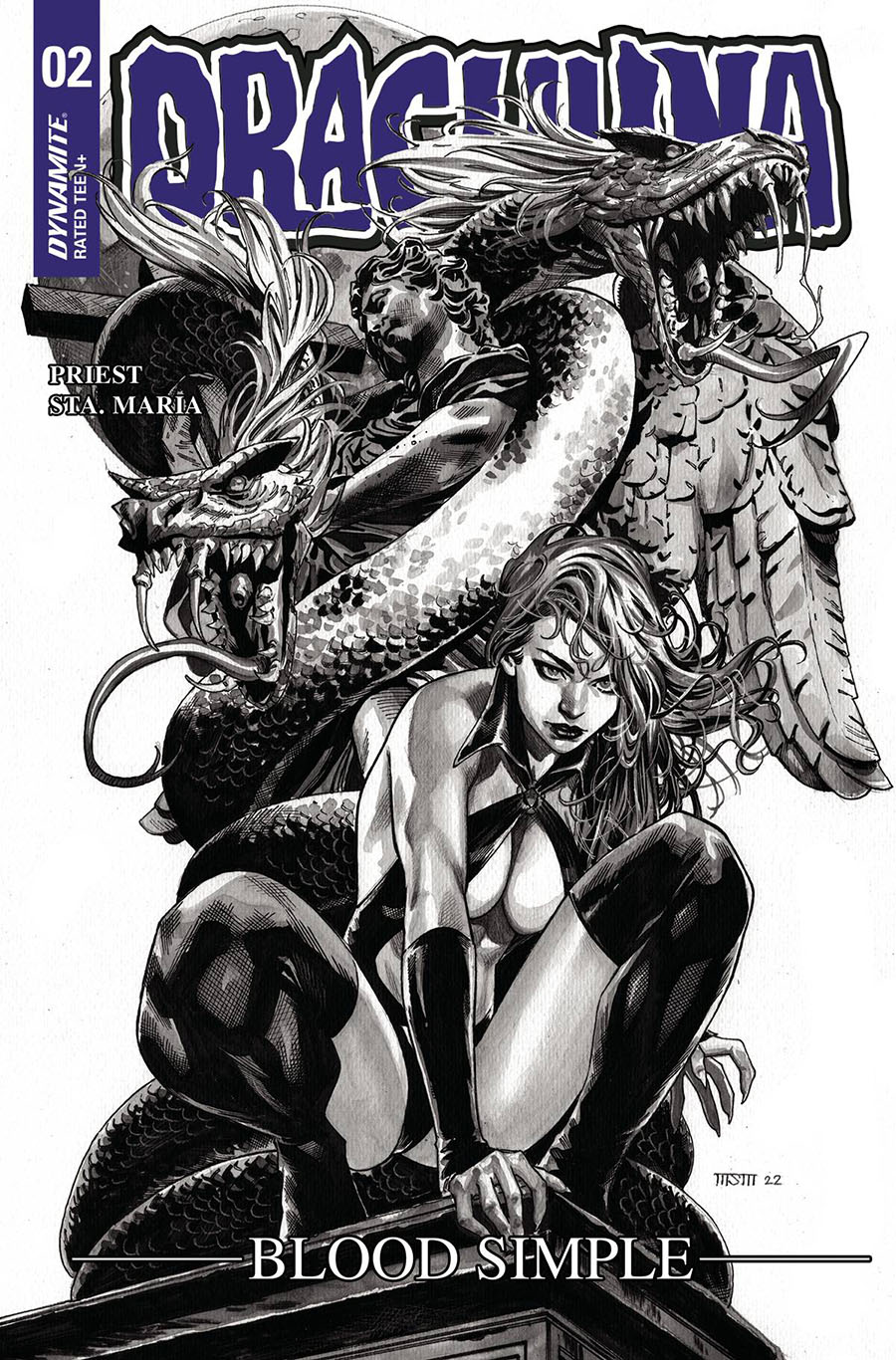 Draculina Blood Simple #2 Cover N Incentive Michael Santamaria Black & White Cover