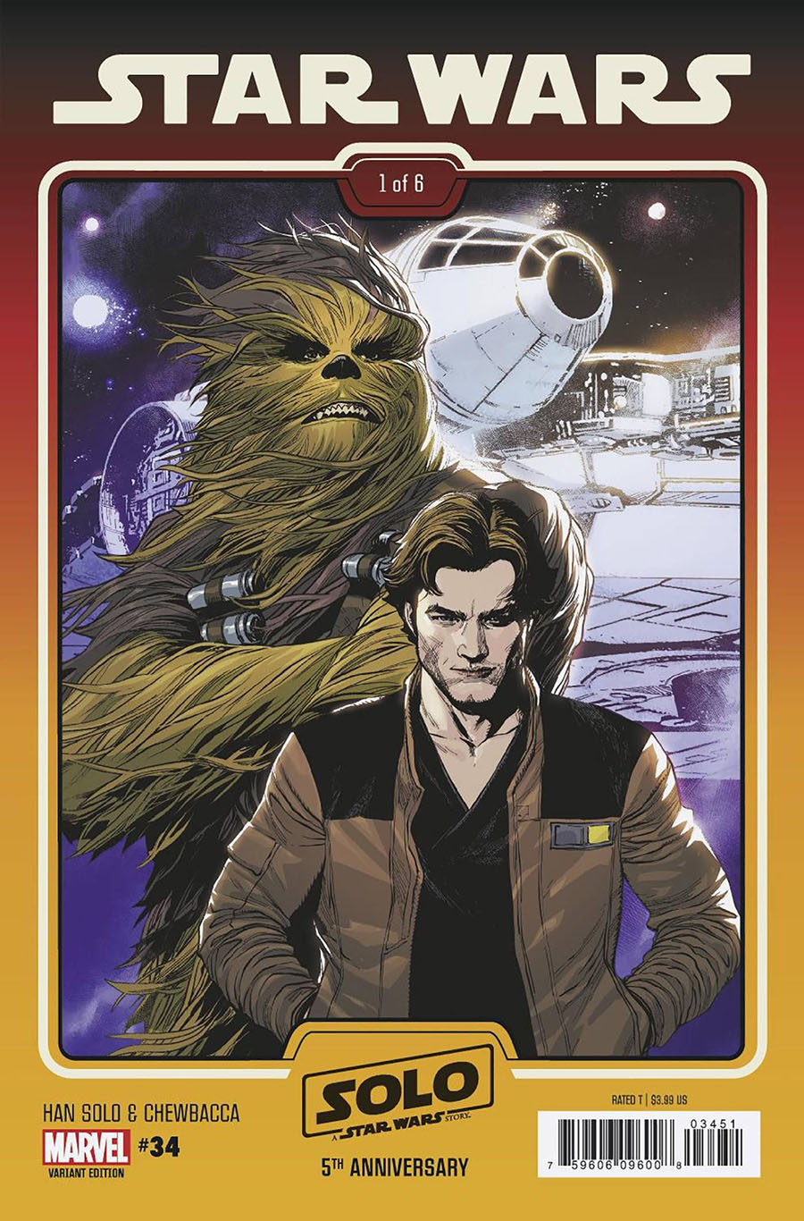 Star Wars Vol 5 #34 Cover C Variant Leinil Francis Yu Solo Movie 5th Anniversary Han Solo & Chewbacca Cover