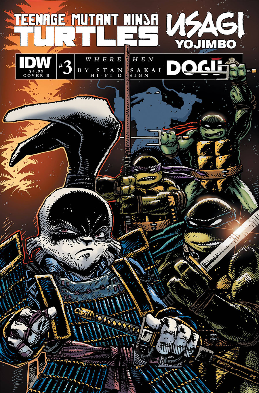 Teenage Mutant Ninja Turtles Usagi Yojimbo WhereWhen #3 Cover B Variant Kevin Eastman Cover