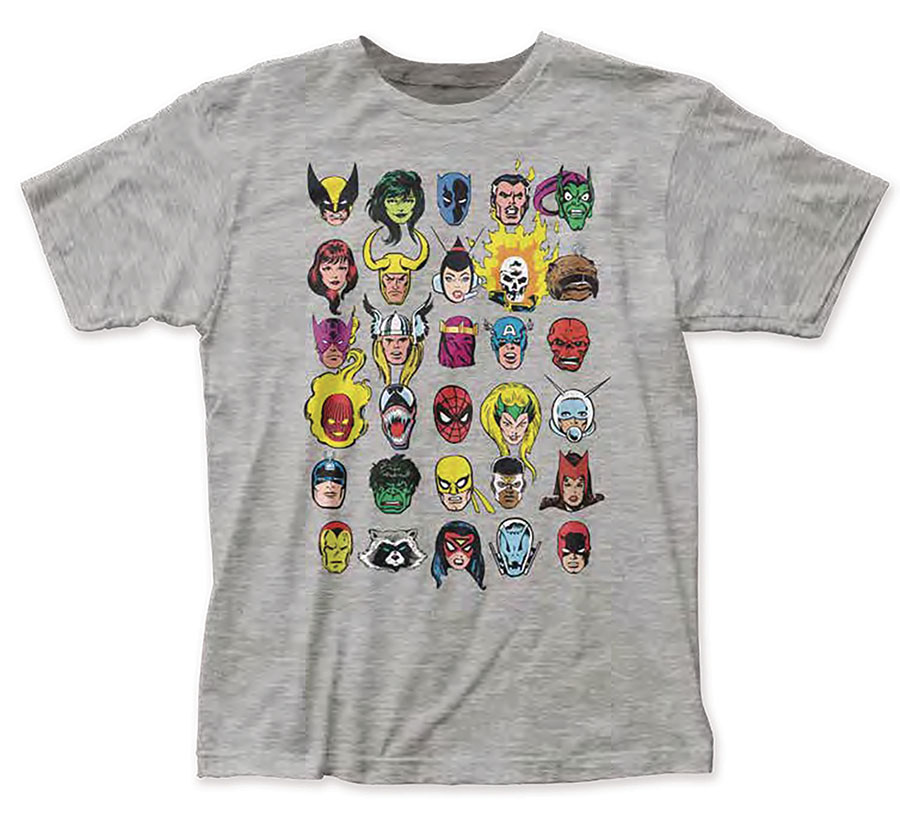 Marvel Comics Character Faces Previews Exclusive Gray T-Shirt Large