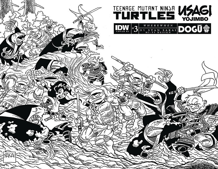 Teenage Mutant Ninja Turtles Usagi Yojimbo WhereWhen #3 Cover D Incentive Stan Sakai Black & White Cover