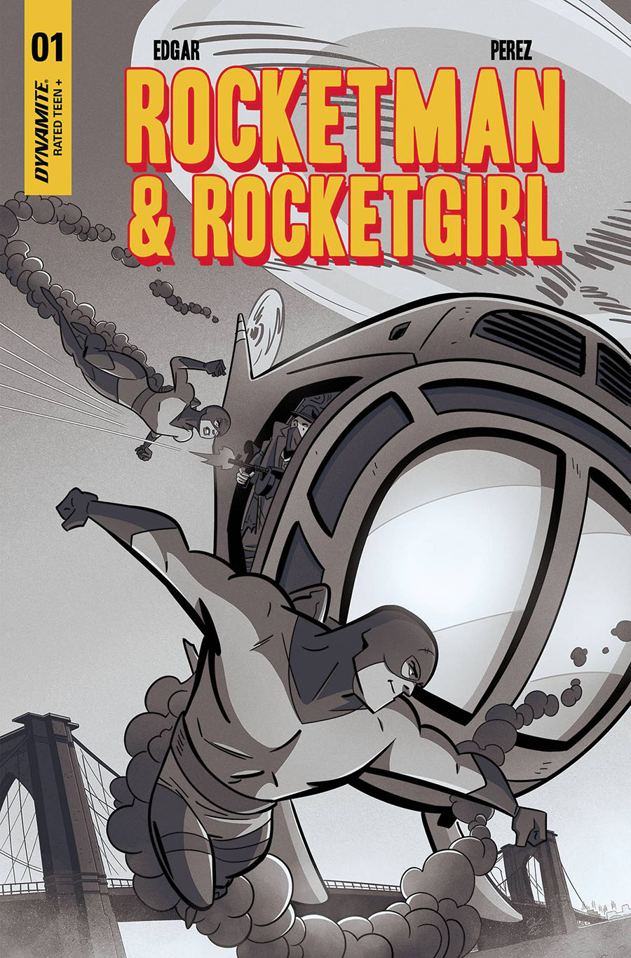 Rocketman & Rocketgirl #1 (One Shot) Cover G Incentive Jacob Edgar Black & White Cover