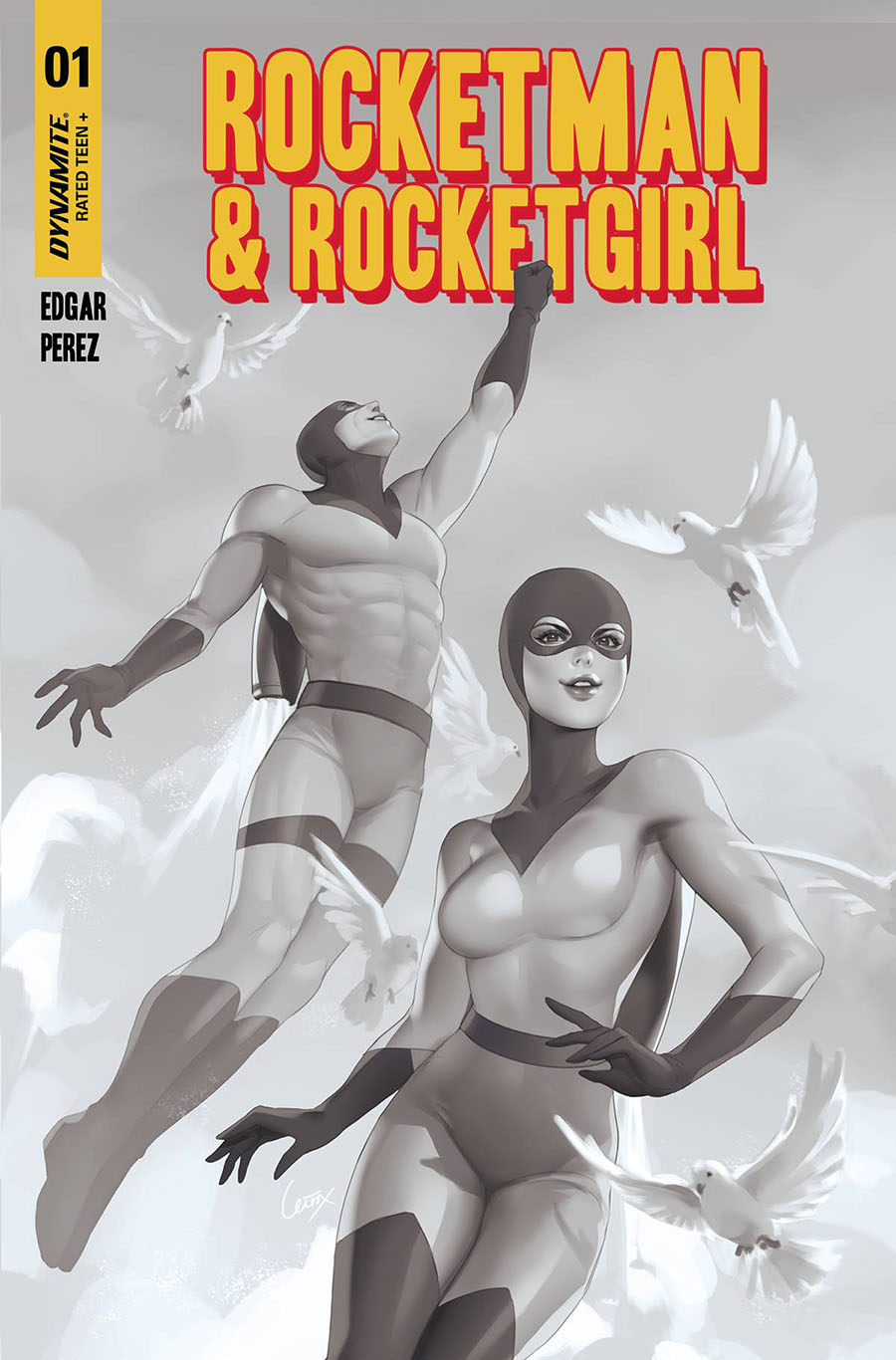 Rocketman & Rocketgirl #1 (One Shot) Cover I Incentive Lesley Leirix Li Black & White Cover