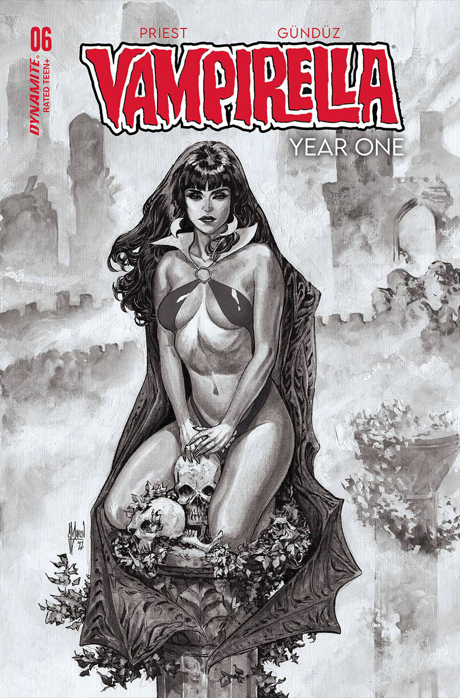 Vampirella Year One #6 Cover Q Incentive Guillem March Black & White Cover