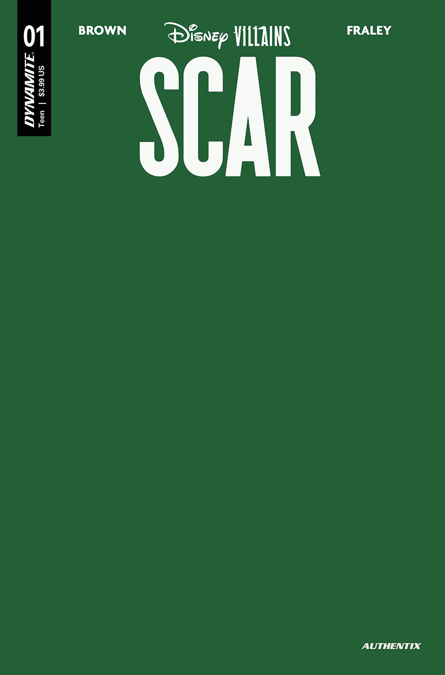 Disney Villains Scar #1 Cover W Variant Jungle Green Blank Authentix Cover