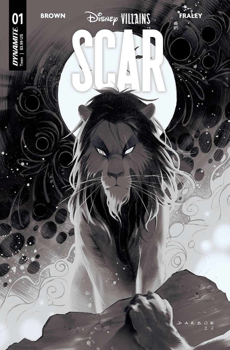 Disney Villains Scar #1 Cover X Incentive Karen S Darboe Black & White Cover