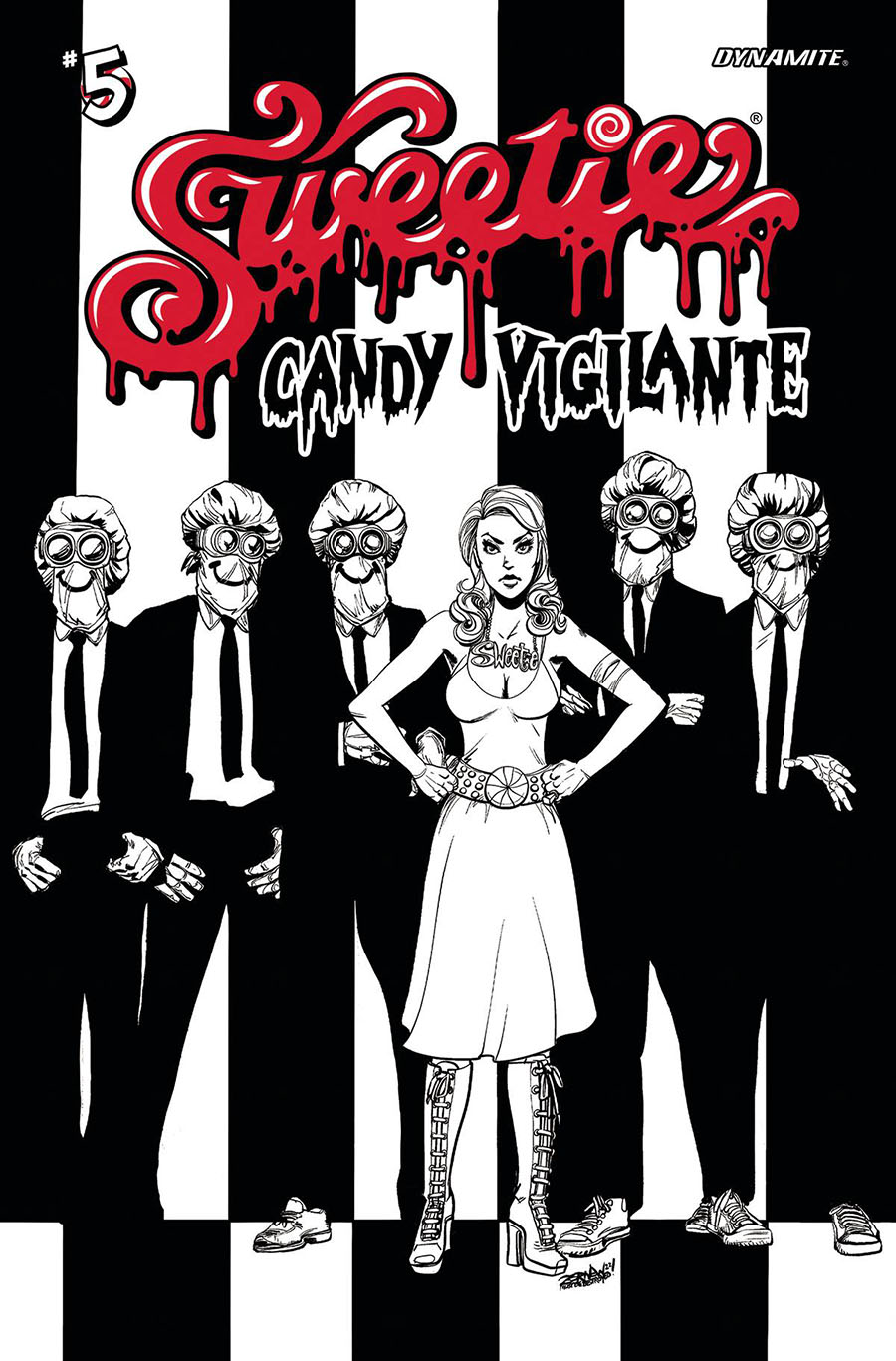 Sweetie Candy Vigilante #5 Cover H Incentive Jeff Zornow Rock Album Homage Line Art Cover