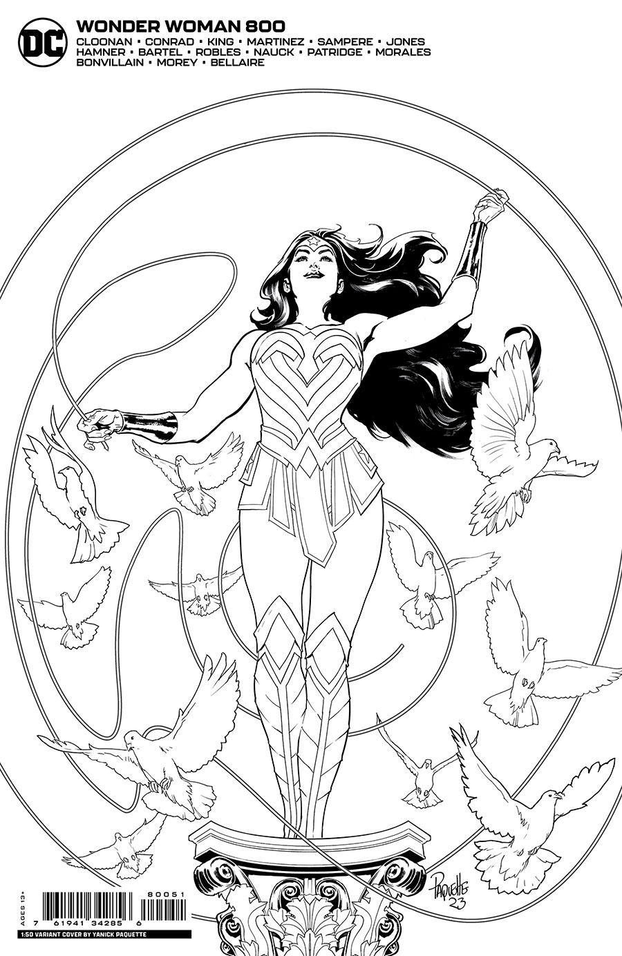 Wonder Woman Vol 5 #800 Cover K Incentive Yanick Paquette Black & White Card Stock Variant Cover