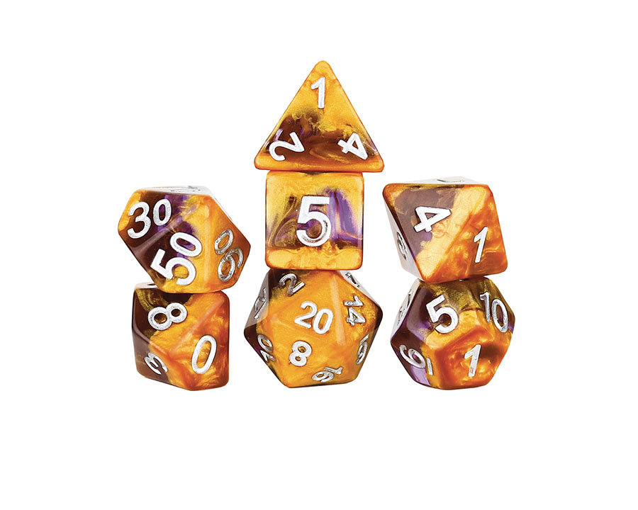 RPG Dice 7-Piece Set - Amethyst Geode